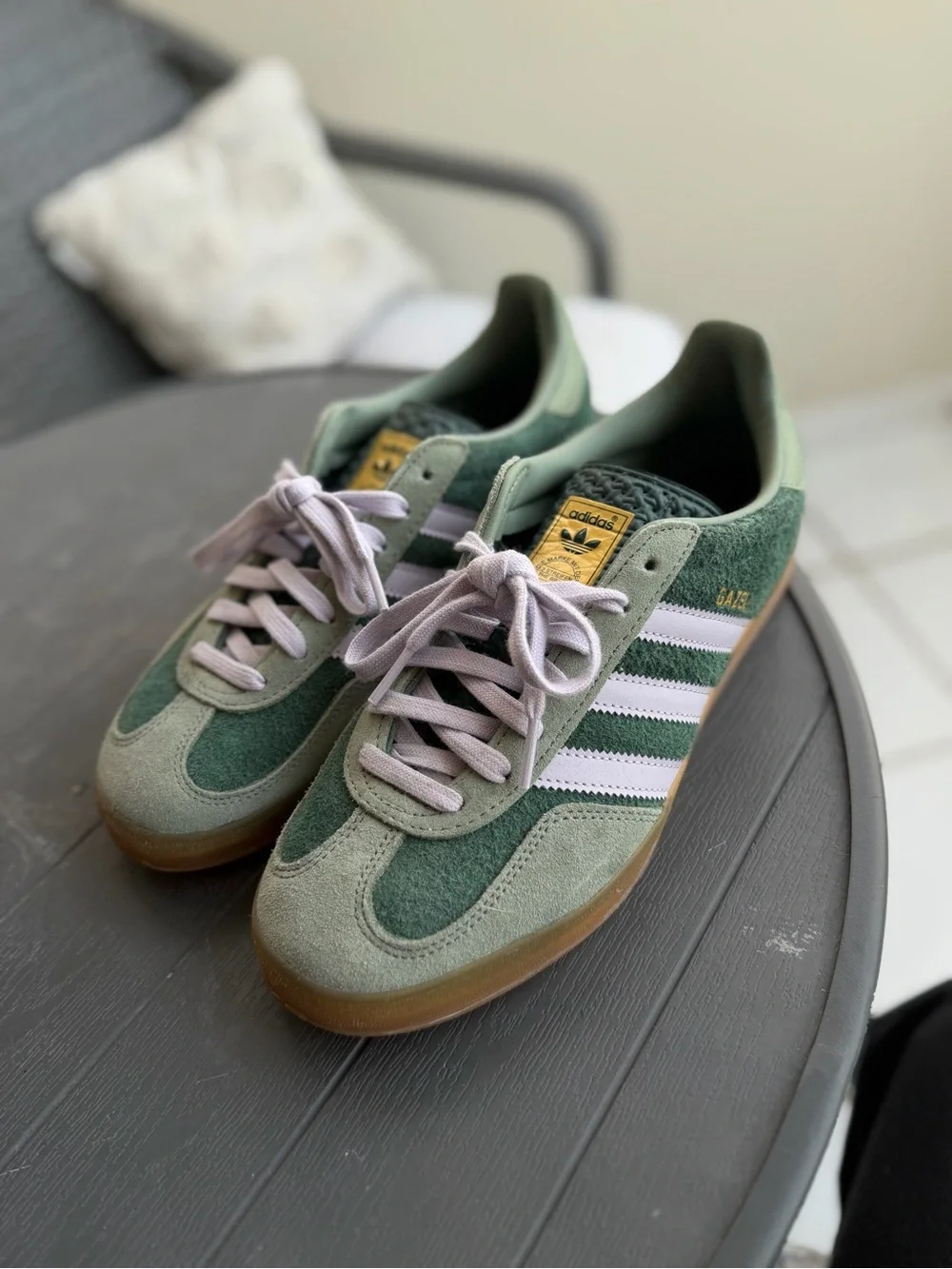 adidas Men’s Green Suede Sneakers with White Stripes
